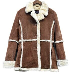 Y2K Beyond California Shearling-Style lined Genuine Suede Leather Coat, Large